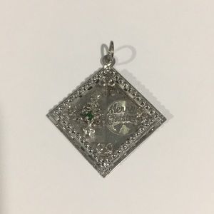 14k White Gold Merry Christmas 🎄 Pendant Charm